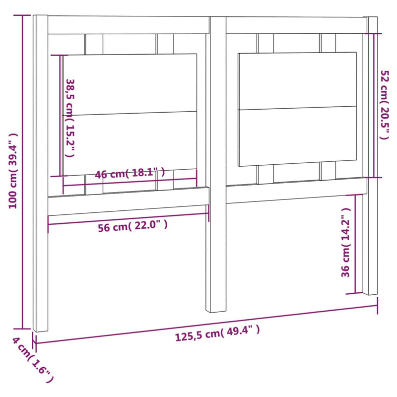 vidaXL tömör fenyőfa ágyfejtámla 125,5 x 4 x 100 cm