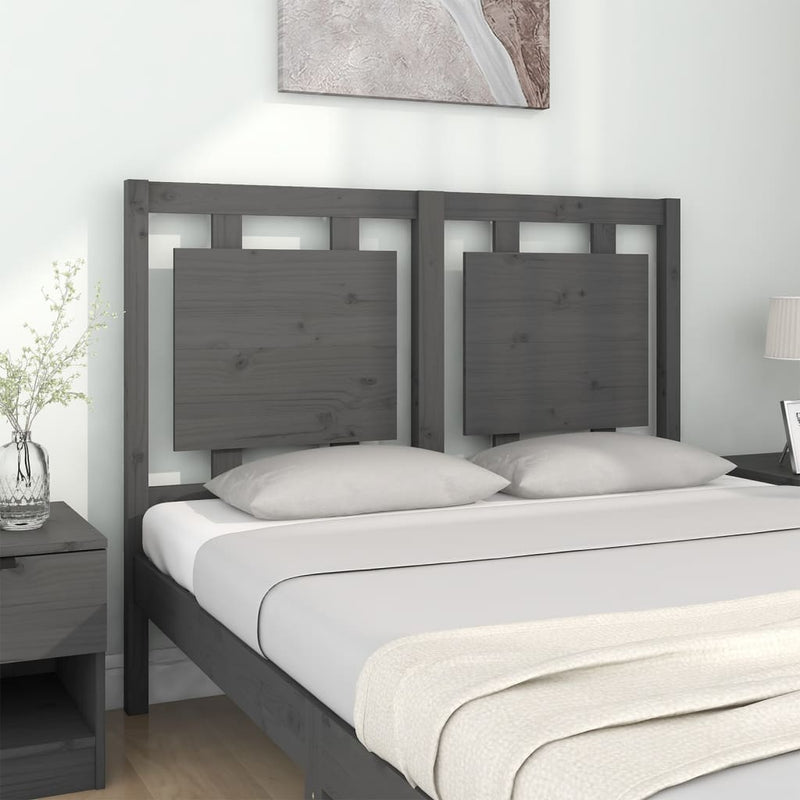vidaXL szürke tömör fenyőfa ágyfejtámla 125,5 x 4 x 100 cm