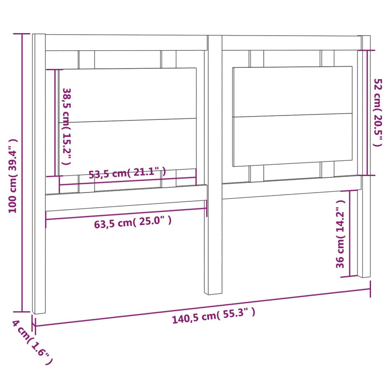 vidaXL fehér tömör fenyőfa ágyfejtámla 140,5 x 4 x 100 cm