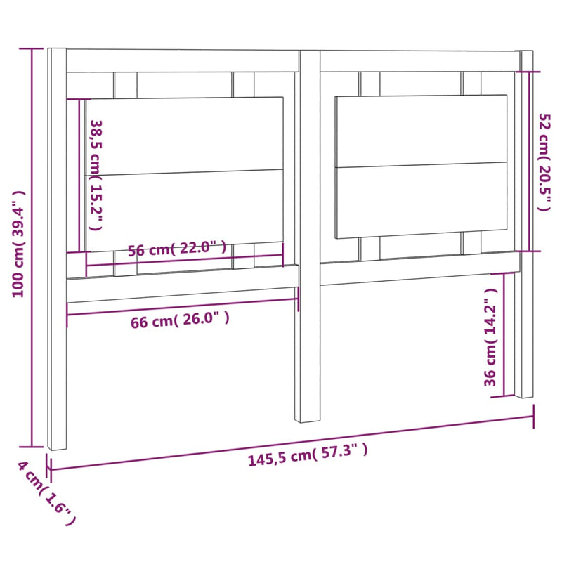 vidaXL fehér tömör fenyőfa ágyfejtámla 145,5 x 4 x 100 cm