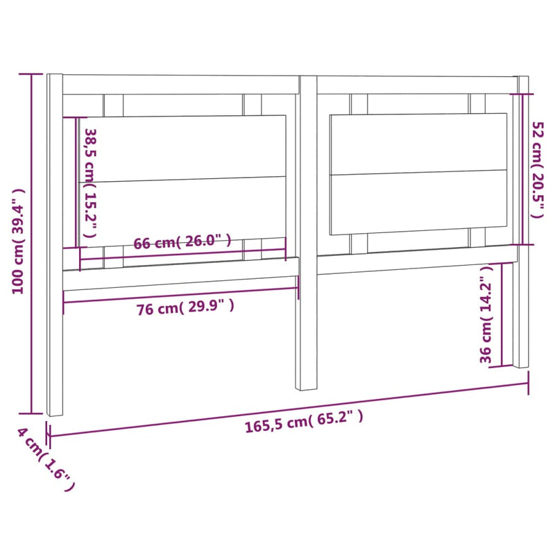 vidaXL fehér tömör fenyőfa ágyfejtámla 165,5 x 4 x 100 cm