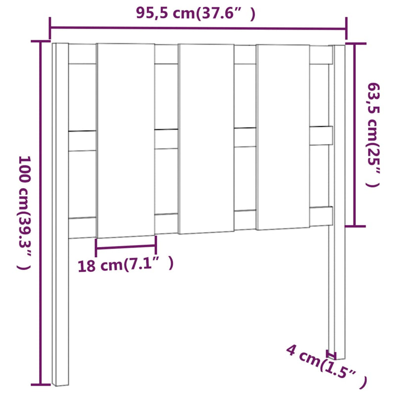 vidaXL tömör fenyőfa ágyfejtámla 95,5 x 4 x 100 cm