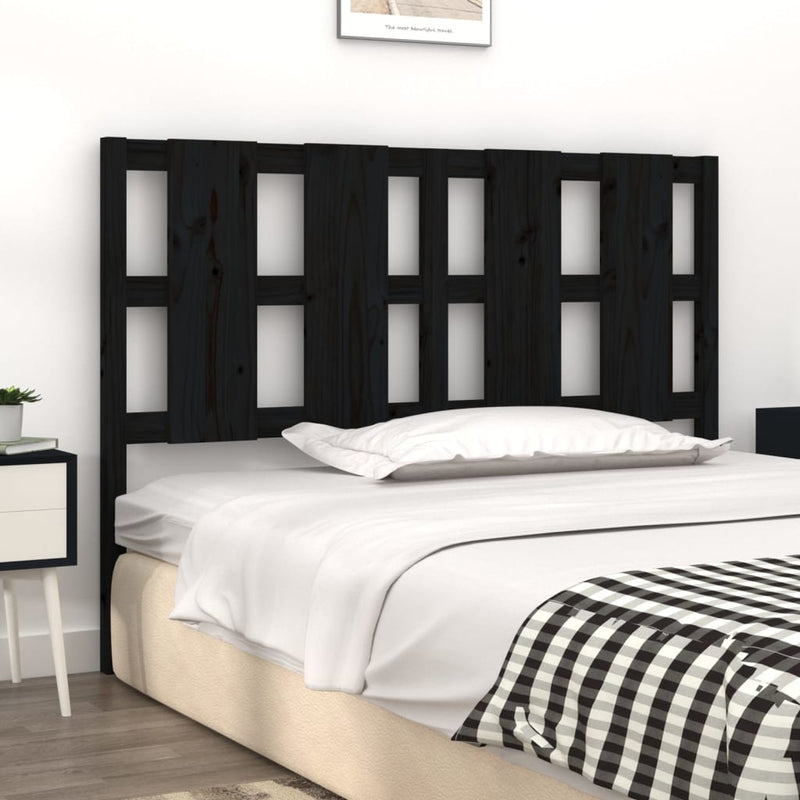 vidaXL fekete tömör fenyőfa ágyfejtámla 125,5 x 4 x 100 cm