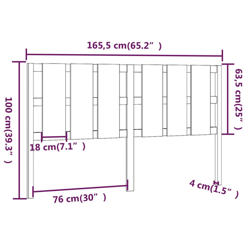 vidaXL fehér tömör fenyőfa ágyfejtámla 165,5 x 4 x 100 cm