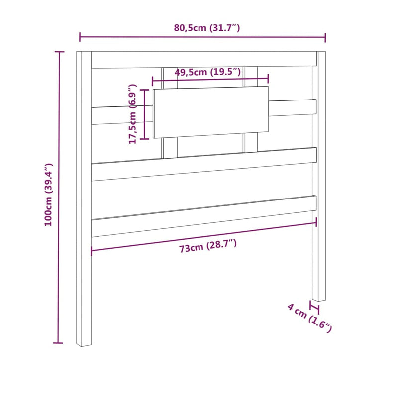 vidaXL szürke tömör fenyőfa ágyfejtámla 80,5 x 4 x 100 cm