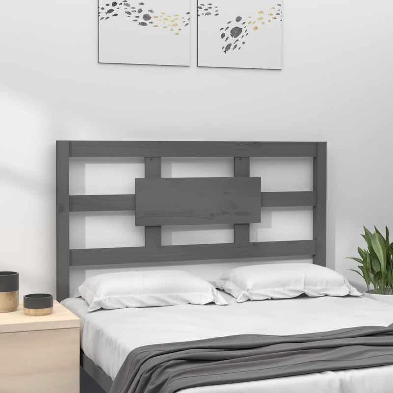 vidaXL szürke tömör fenyőfa ágyfejtámla 95,5 x 4 x 100 cm