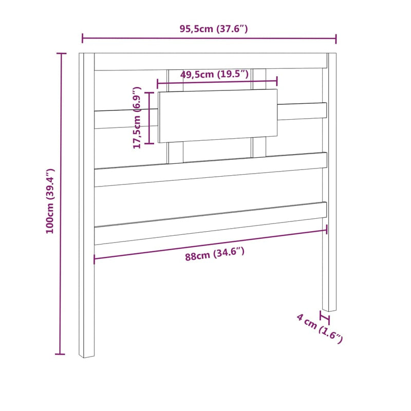vidaXL mézbarna tömör fenyőfa ágyfejtámla 95,5x4x100 cm