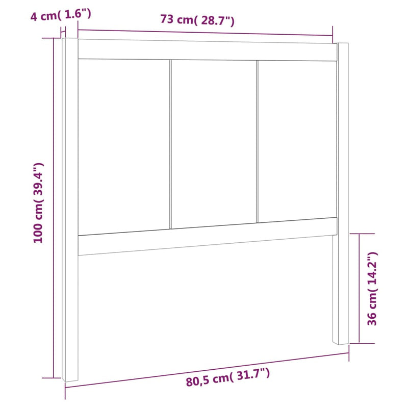 vidaXL szürke tömör fenyőfa ágyfejtámla 80,5 x 4 x 100 cm