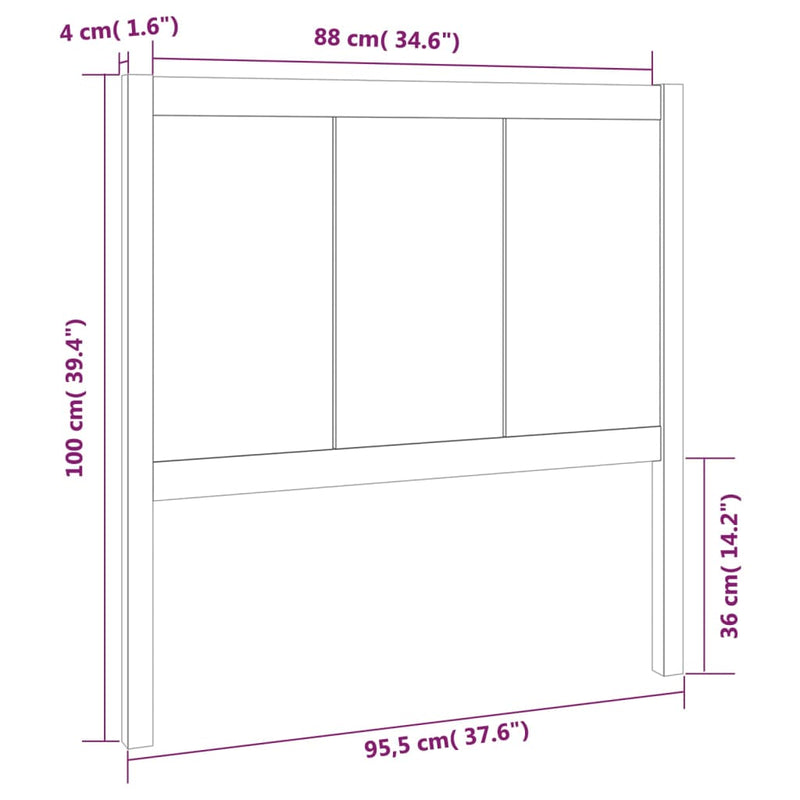 vidaXL mézbarna tömör fenyőfa ágyfejtámla 95,5 x 4 x 100 cm