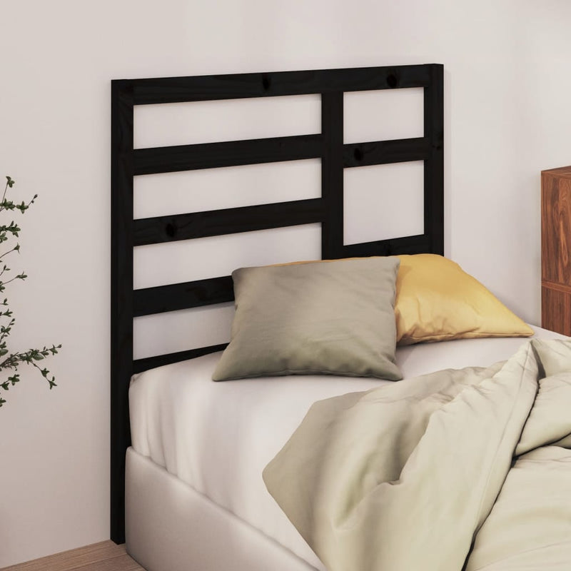 vidaXL fekete tömör fenyőfa ágyfejtámla 81 x 4 x 104 cm