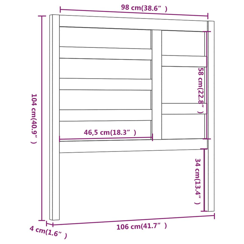 vidaXL fehér tömör fenyőfa ágyfejtámla 106 x 4 x 104 cm