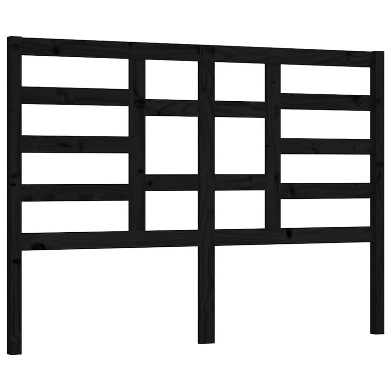 vidaXL fekete tömör fenyőfa ágyfejtámla 126 x 4 x 104 cm