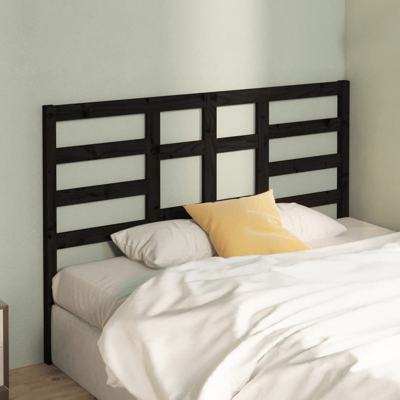 vidaXL fekete tömör fenyőfa ágyfejtámla 126 x 4 x 104 cm