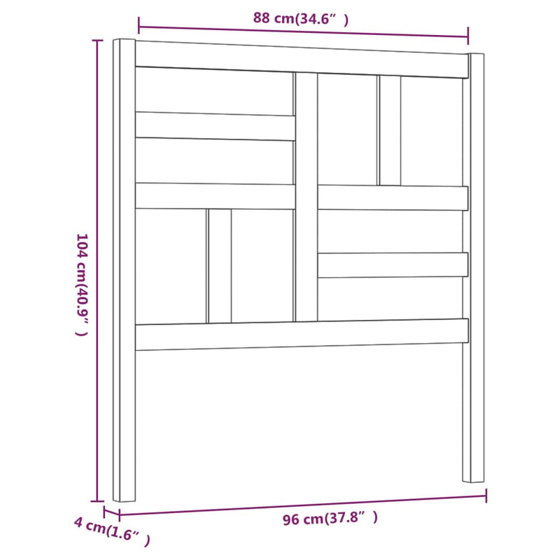 vidaXL fekete tömör fenyőfa ágyfejtámla 96 x 4 x 104 cm