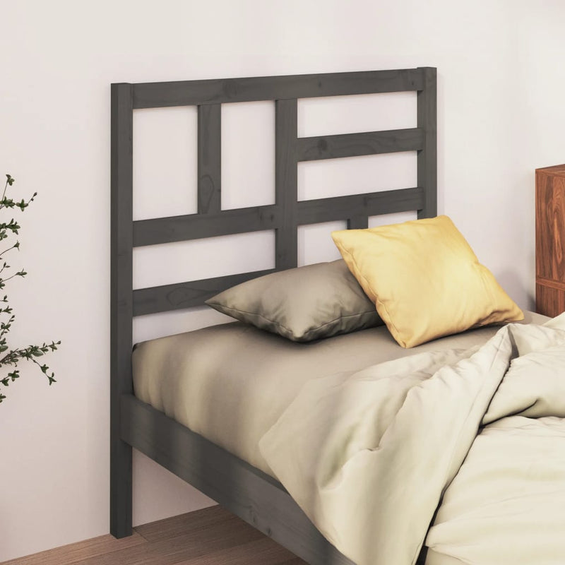 vidaXL szürke tömör fenyőfa ágyfejtámla 106x4x104 cm