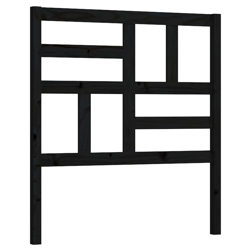 vidaXL fekete tömör fenyőfa ágyfejtámla 106x4x104 cm