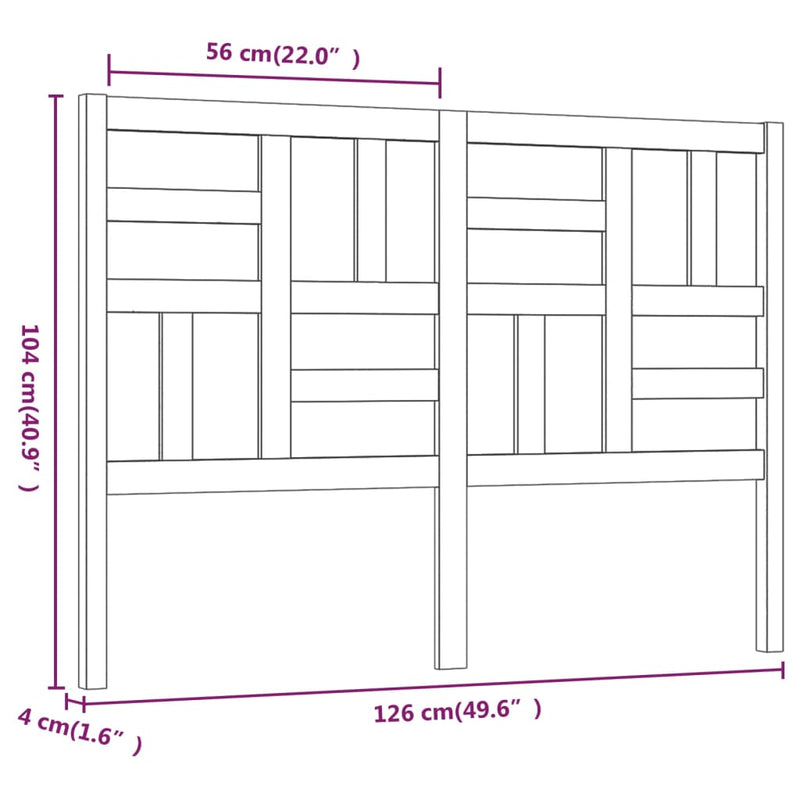 vidaXL tömör fenyőfa ágyfejtámla 126x4x104 cm
