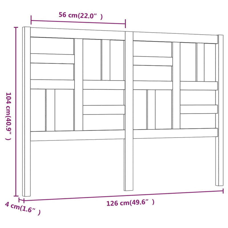 vidaXL fehér tömör fenyőfa ágyfejtámla 126x4x104 cm