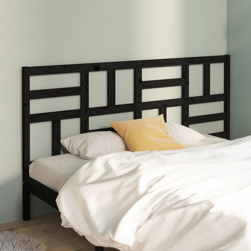vidaXL fekete tömör fenyőfa ágyfejtámla 206 x 4 x 104 cm