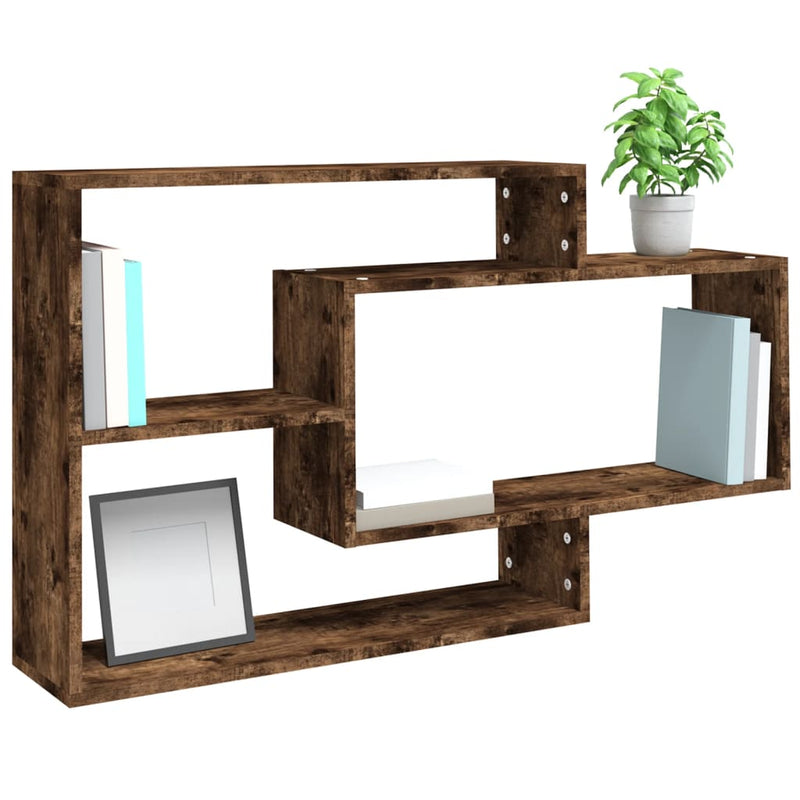 vidaXL füstös tölgy színű szerelt fa fali polc 104 x 20 x 58,5 cm