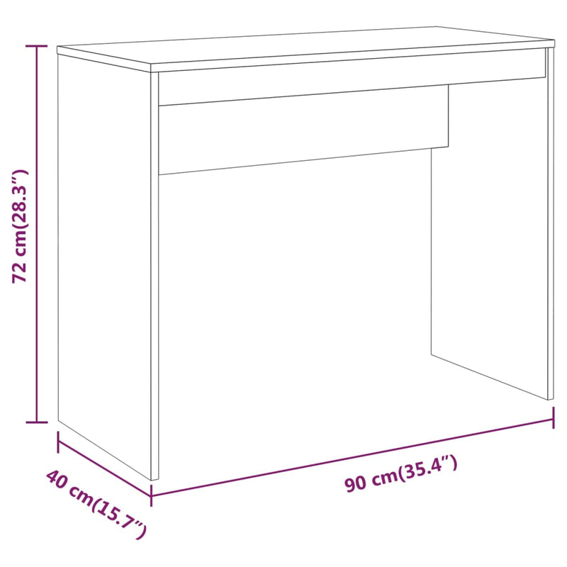 vidaXL füstös tölgy színű szerelt fa íróasztal 90 x 40 x 72 cm