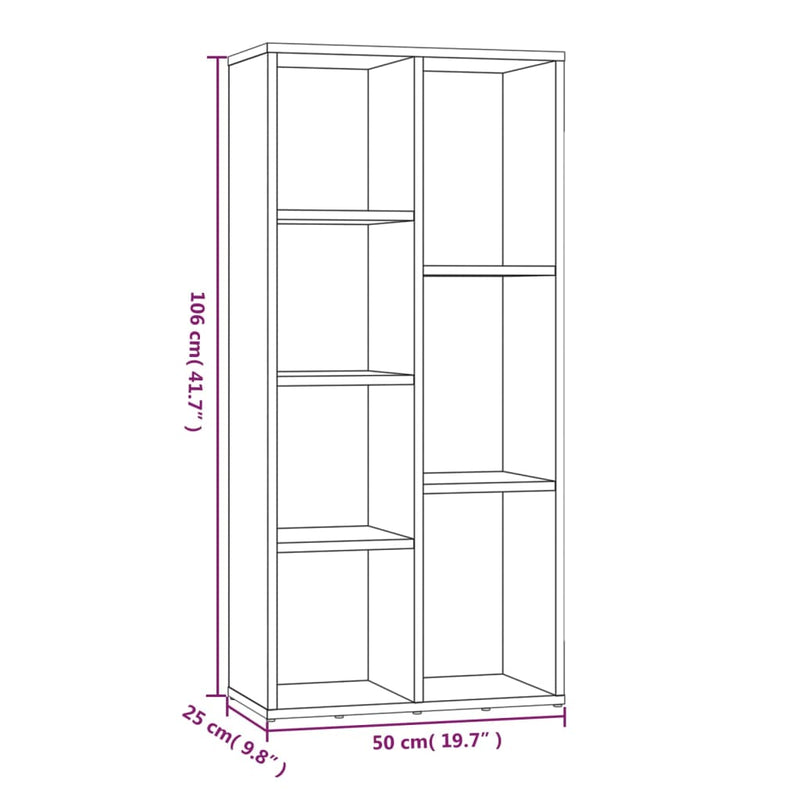 vidaXL füstös tölgy színű könyvszekrény 50 x 25 x 106 cm
