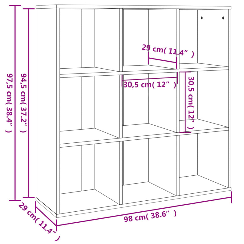 vidaXL füstölt tölgy színű könyvszekrény 98 x 29 x 97,5 cm
