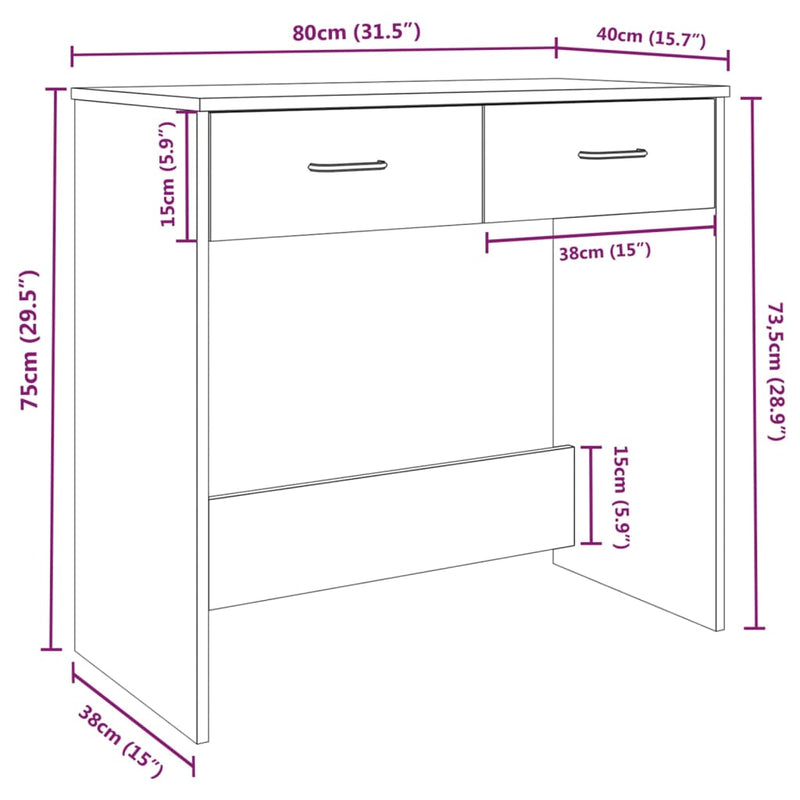 vidaXL szürke sonoma színű szerelt fa íróasztal 80x40x75 cm