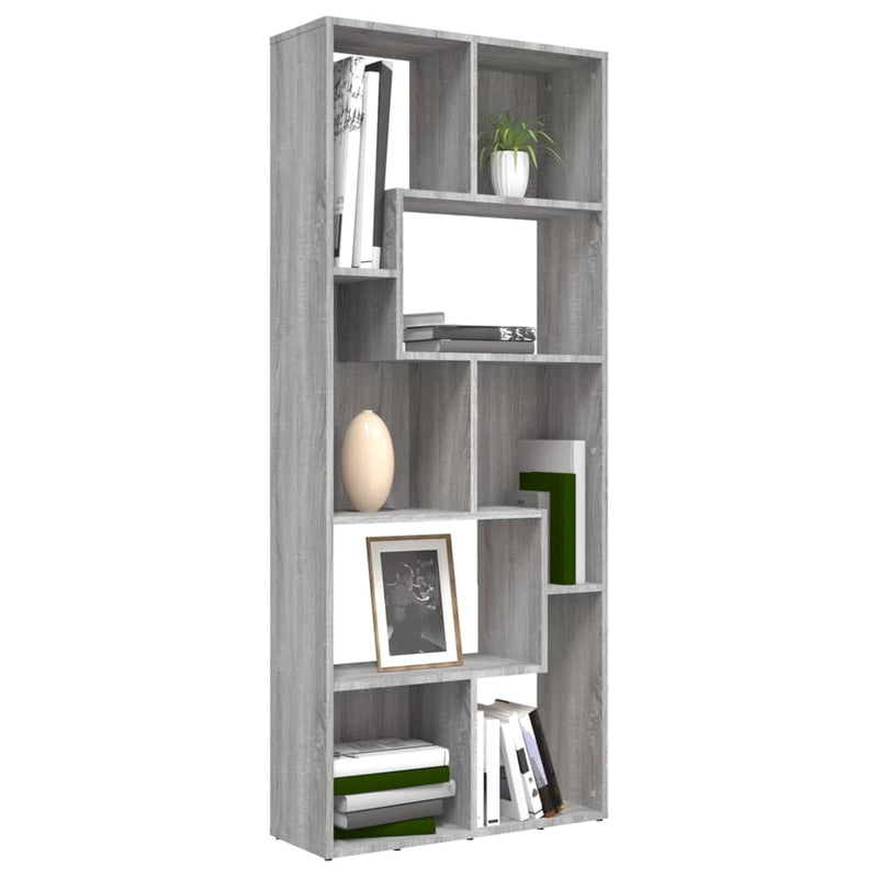 vidaXL szürke sonoma színű szerelt fa könyvszekrény 67 x 24 x 161 cm