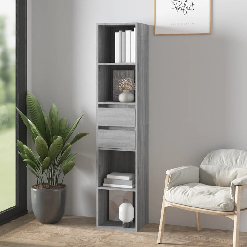 vidaXL szürke sonoma színű szerelt fa könyvszekrény 36 x 30 x 171 cm