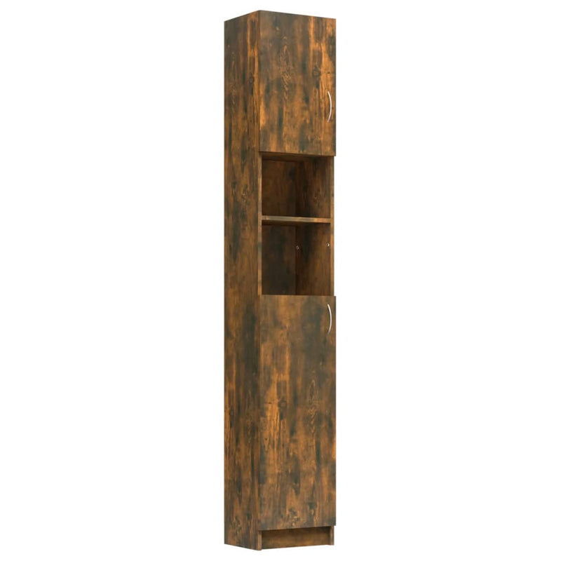 vidaXL füstös tölgy színű szerelt fa fürdőszobaszekrény 32x25,5x190 cm