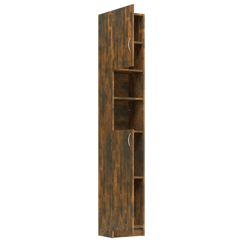 vidaXL füstös tölgy színű szerelt fa fürdőszobaszekrény 32x25,5x190 cm