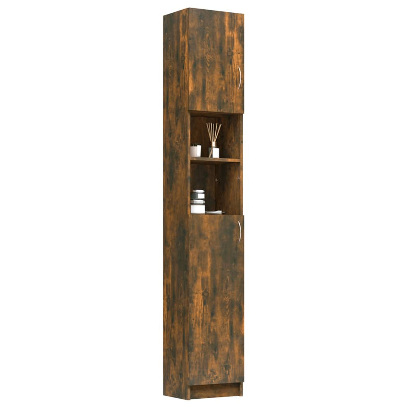 vidaXL füstös tölgy színű szerelt fa fürdőszobaszekrény 32x25,5x190 cm