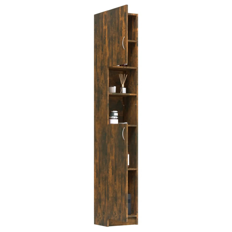 vidaXL füstös tölgy színű szerelt fa fürdőszobaszekrény 32x25,5x190 cm