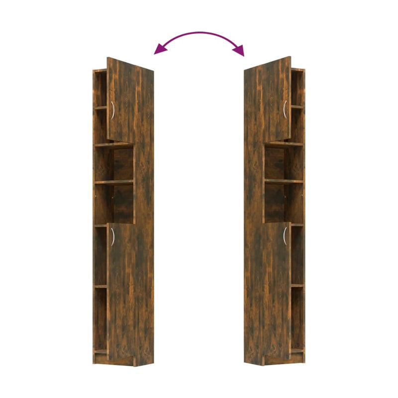 vidaXL füstös tölgy színű szerelt fa fürdőszobaszekrény 32x25,5x190 cm