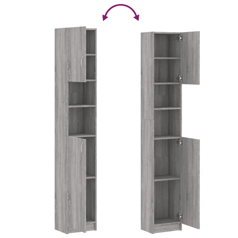 vidaXL szürke sonoma szerelt fa fürdőszobaszekrény 32 x 25,5 x 190 cm