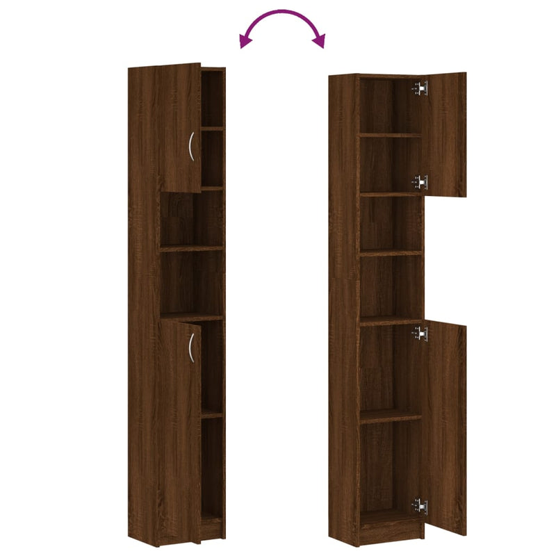 vidaXL barna tölgy színű szerelt fa faliszekrény 32x25,5x190 cm