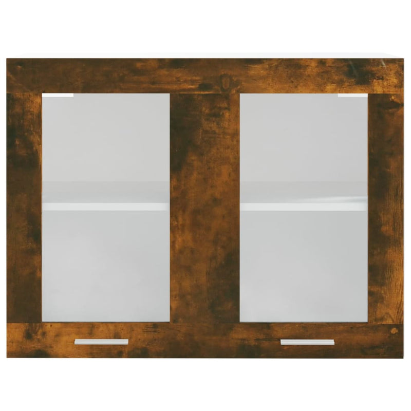 vidaXL füstös tölgy színű szerelt fa fali üvegszekrény 80 x 31 x 60 cm