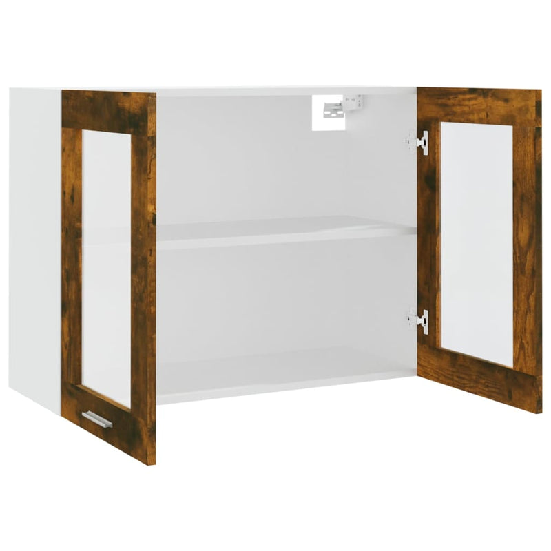 vidaXL füstös tölgy színű szerelt fa fali üvegszekrény 80 x 31 x 60 cm
