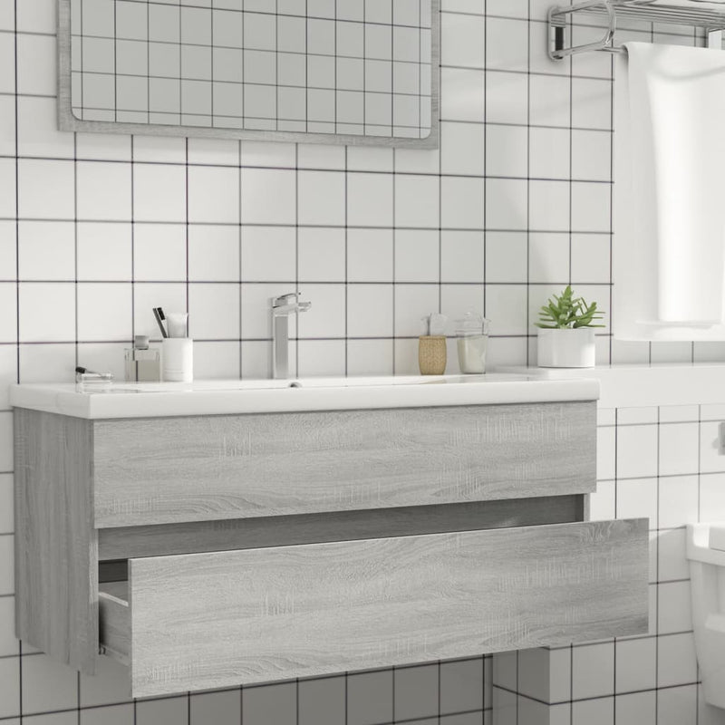 vidaXL szürke sonoma színű szerelt fa éjjeliszekrény 100x38,5x45 cm