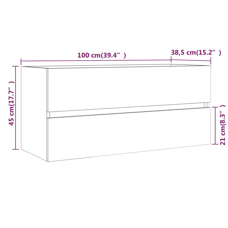 vidaXL szürke sonoma színű szerelt fa éjjeliszekrény 100x38,5x45 cm