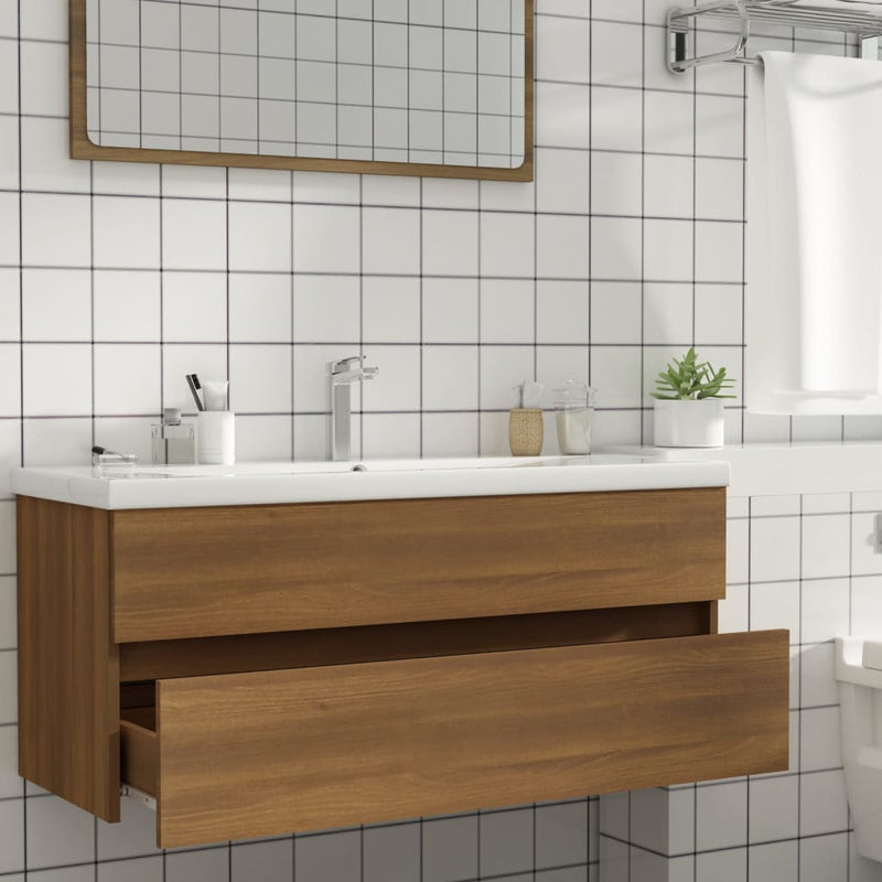 vidaXL barna tölgyszínű szerelt fa mosdószekrény 100 x 38,5 x 45 cm