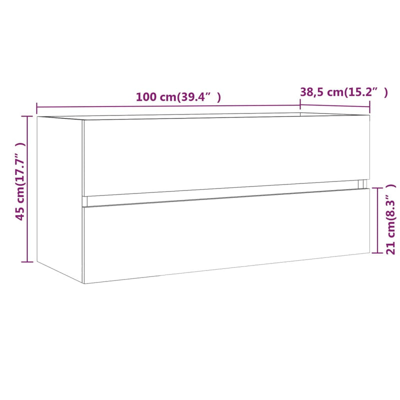 vidaXL barna tölgyszínű szerelt fa mosdószekrény 100 x 38,5 x 45 cm