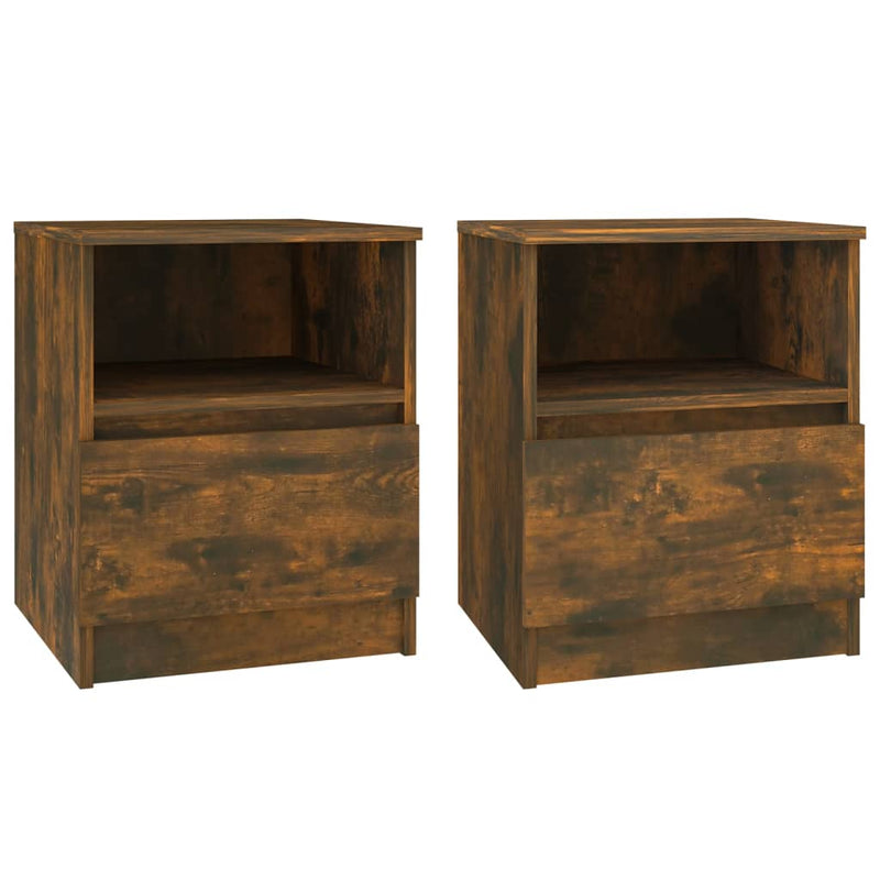 vidaXL 2 db füstös tölgy színű szerelt fa éjjeliszekrény 40x40x50 cm