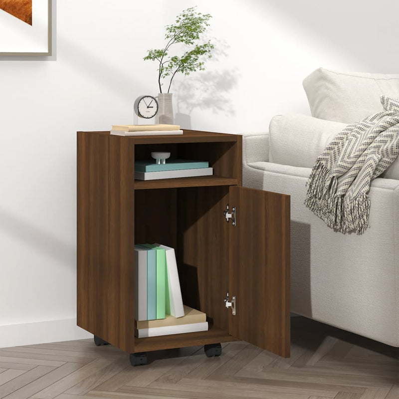vidaXL barna tölgy színű szerelt fa kisszekrény kerekekkel 33x38x60 cm