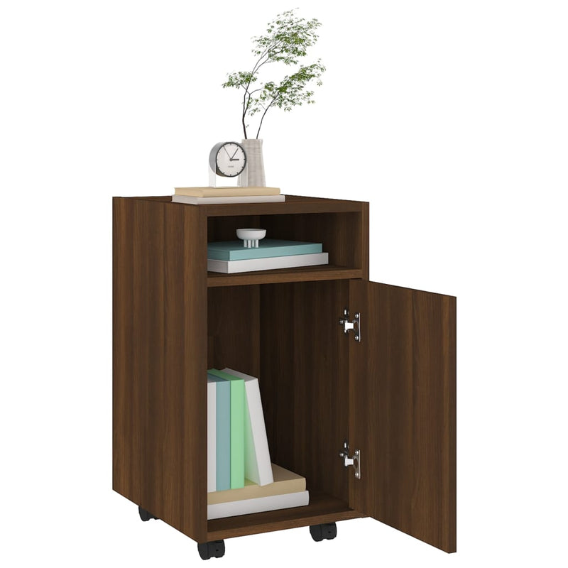 vidaXL barna tölgy színű szerelt fa kisszekrény kerekekkel 33x38x60 cm