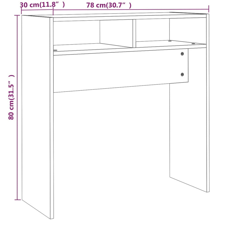 vidaXL barna tölgyszínű szerelt fa tálalóasztal 78 x 30 x 80 cm