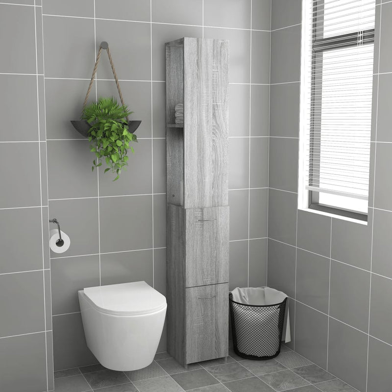 vidaXL szürke sonoma színű szerelt fa fürdőszobaszekrény 25x26,5x170cm