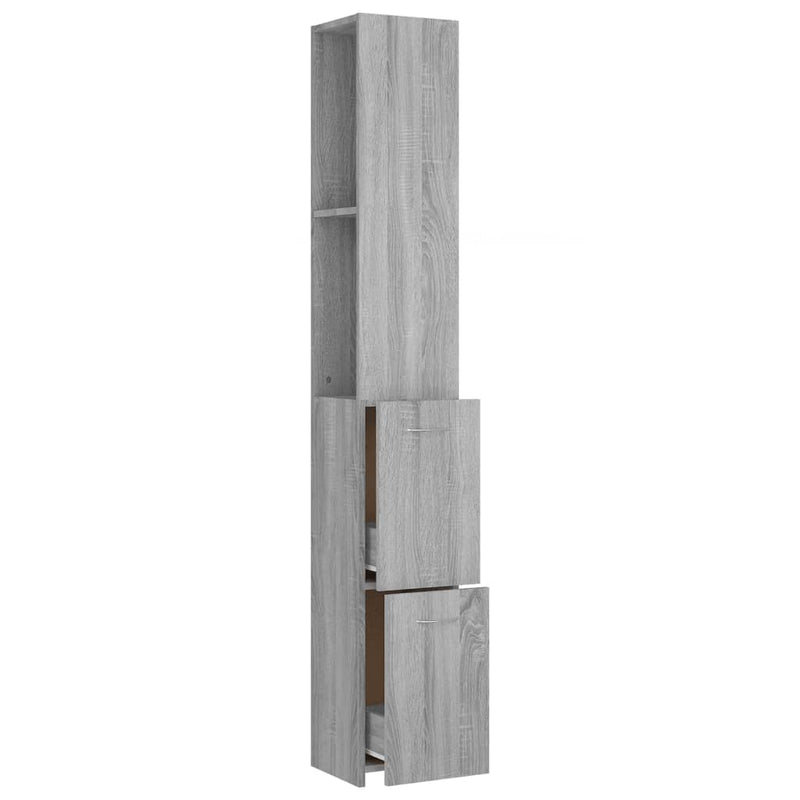 vidaXL szürke sonoma színű szerelt fa fürdőszobaszekrény 25x26,5x170cm