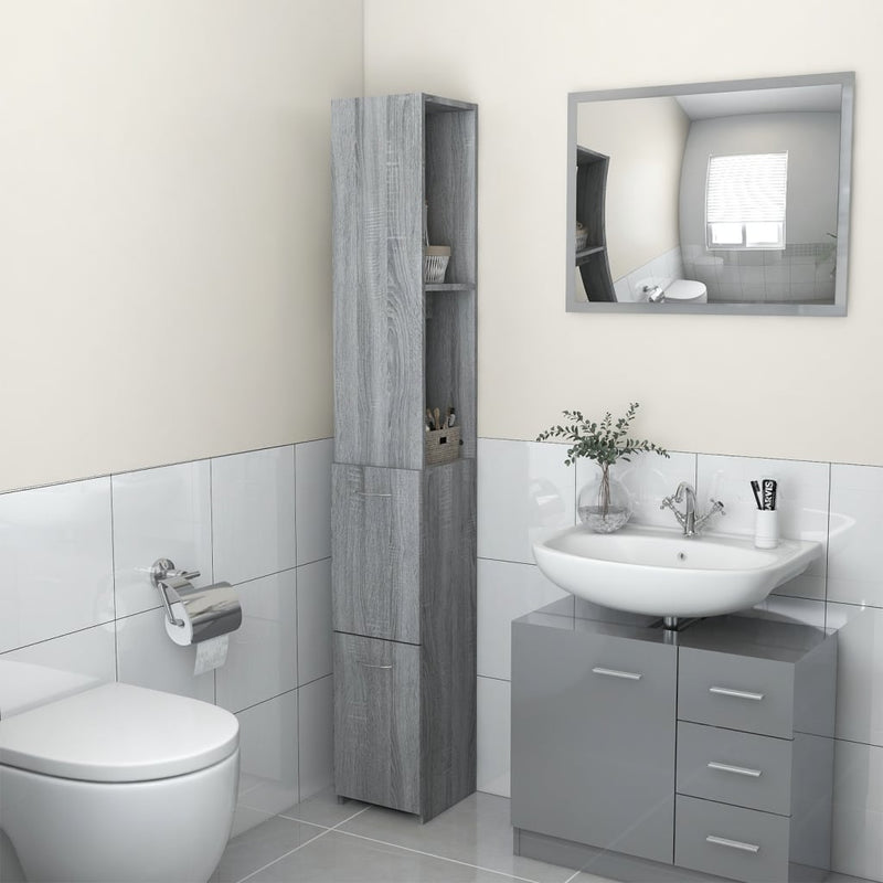 vidaXL szürke sonoma színű szerelt fa fürdőszobaszekrény 25x26,5x170cm